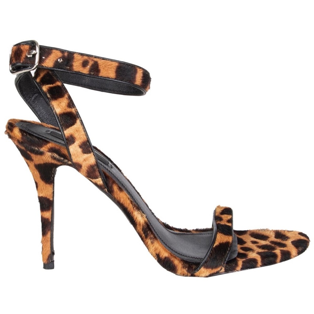 Alexander Wang 'Atalya' Leopard Calf Hair Sandals Heels Size US 6.5 EU 36.5